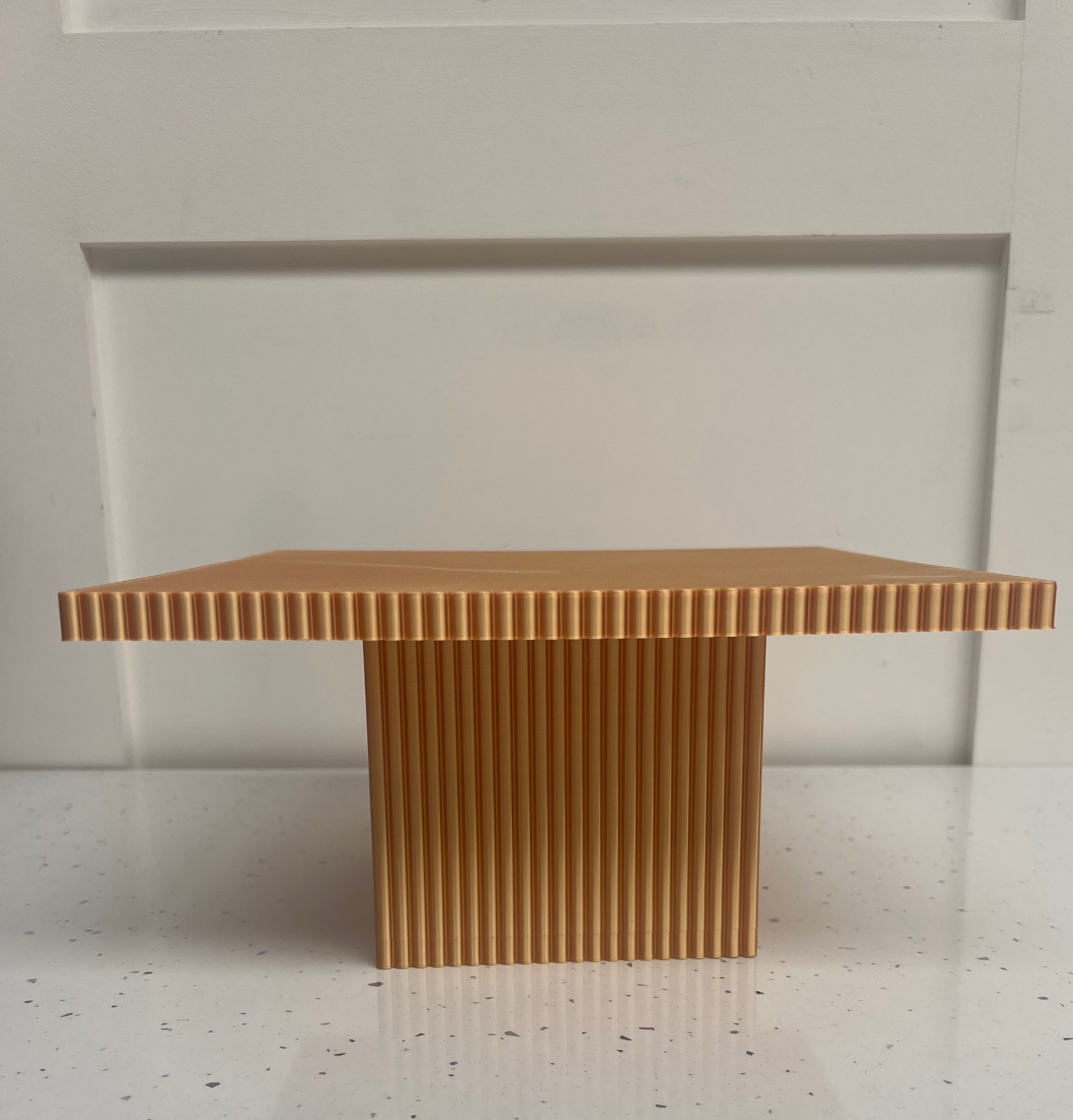 Outlet 10" Square Reeded Cake Stand - Gold - Misprint - Prop Options