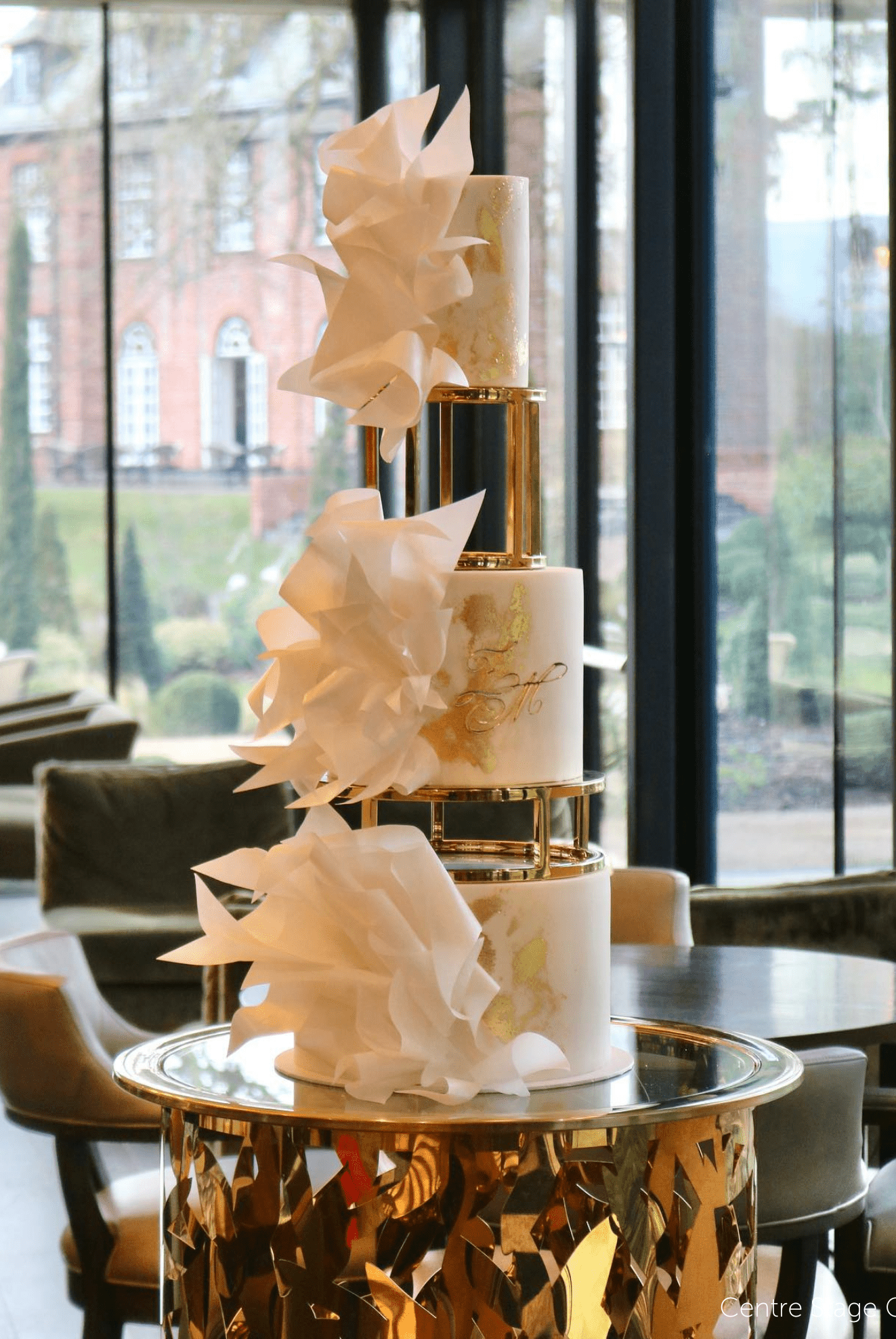 PropBundles - Set of Two - 6" & 10" Round Metallic Cake Separators and Stands - Prop Options