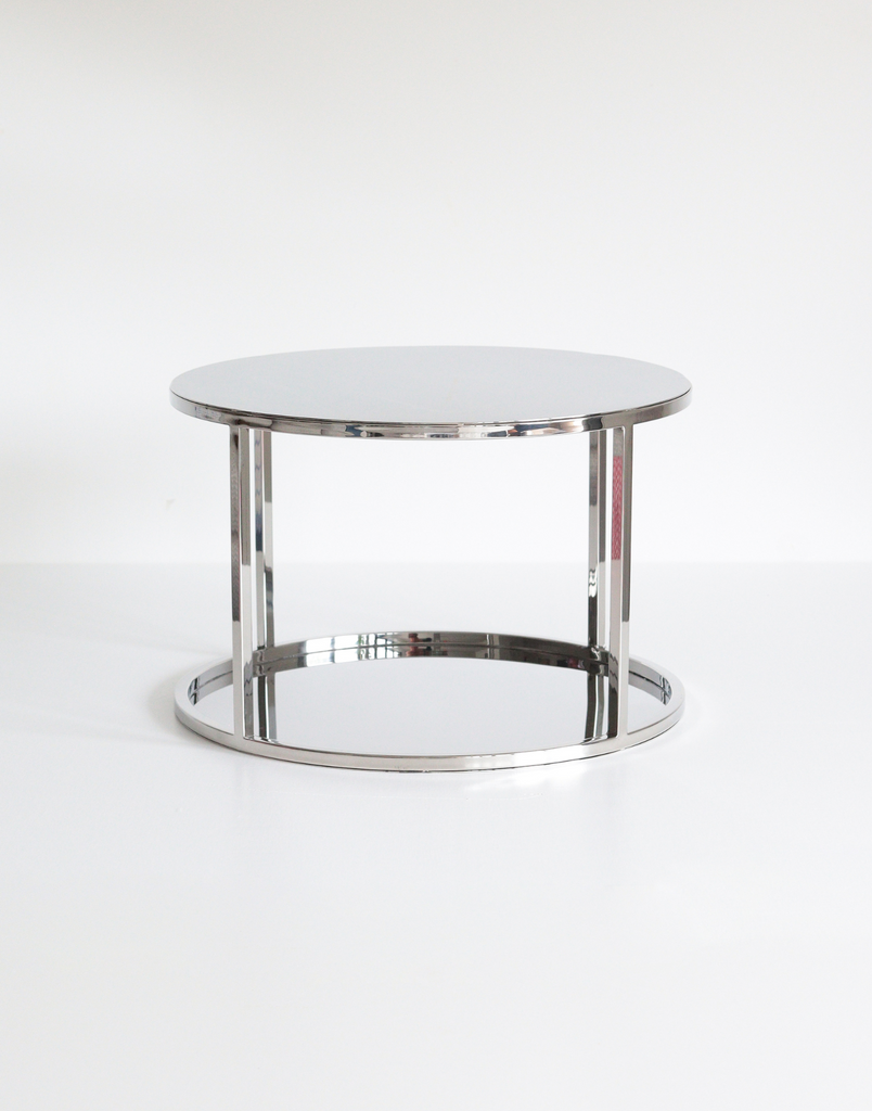 Silver Round Metallic Plinth on a blank background - Prop Options