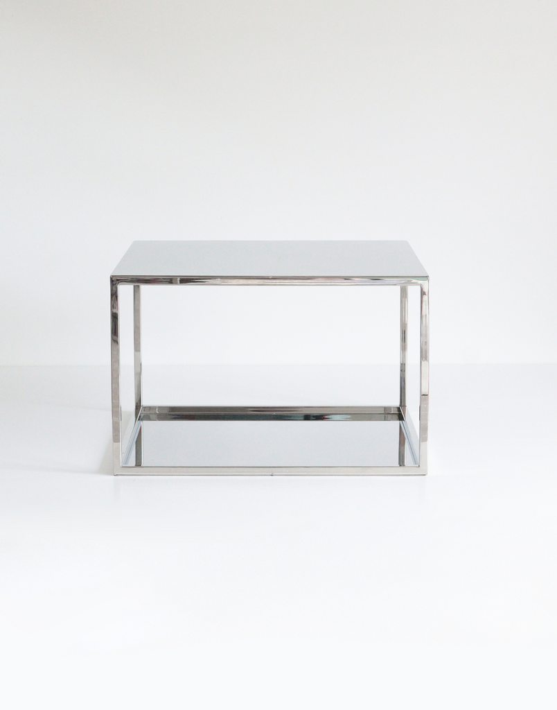 Silver Square Metallic Plinth on a blank background - Prop Options