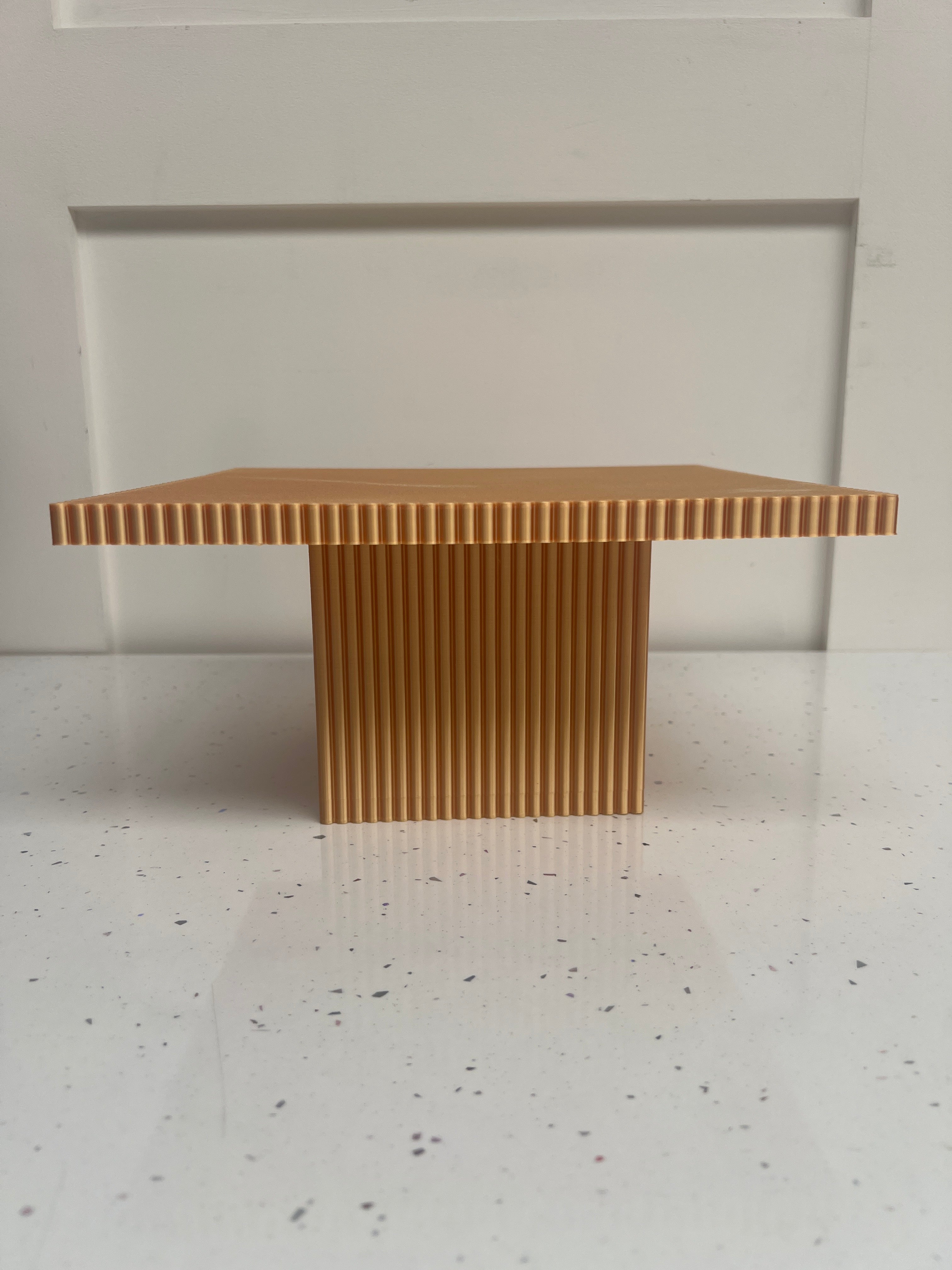Outlet 10" Square Reeded Cake Stand - Gold - Misprint - Prop Options
