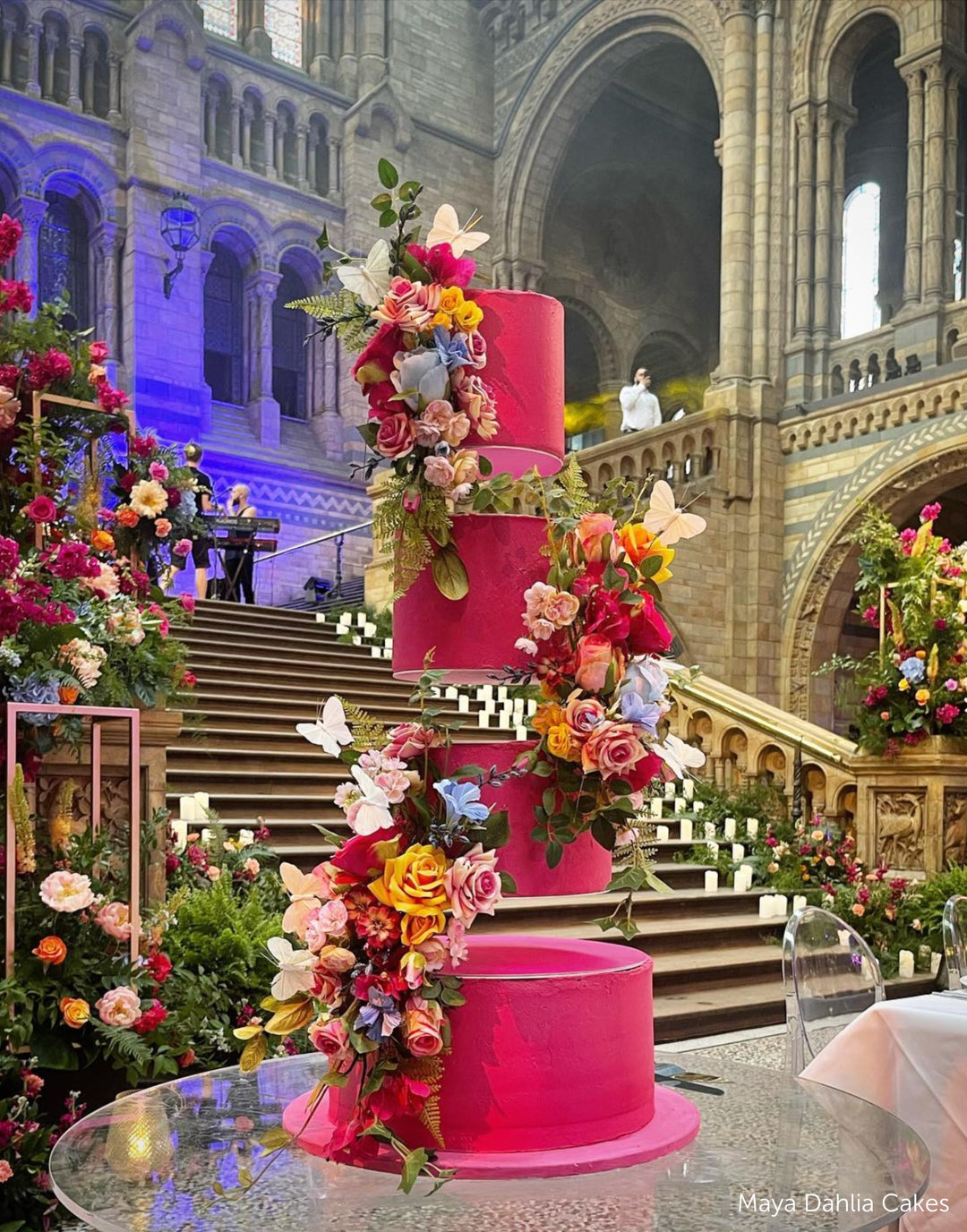 Floating side bar cake separators made by Prop Options for Maya Dahlia Cakes