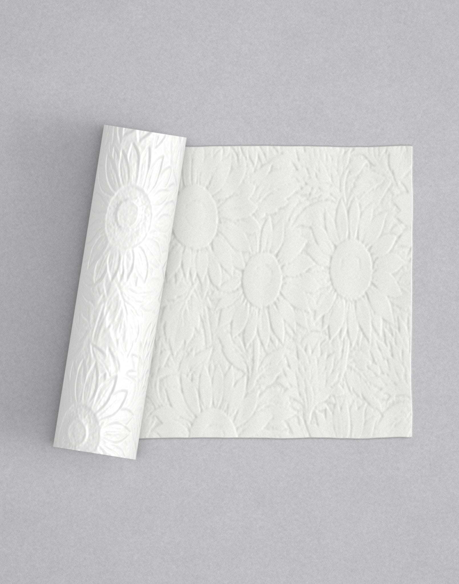 No.27 Solstice mini 4" texture rolling pin with its pattern rolled out on white fondant - Prop Options