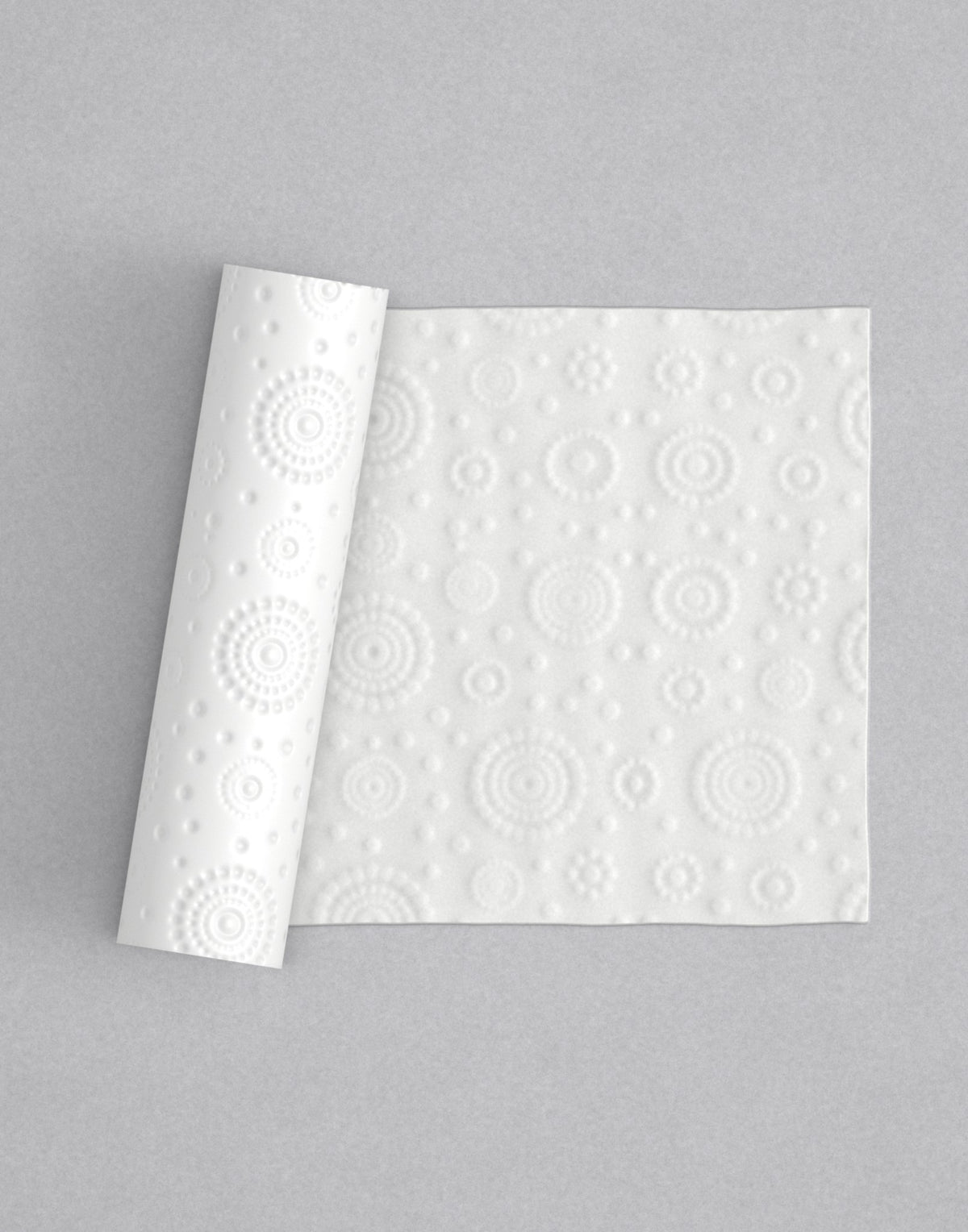 No.43 Mandala mini 4" texture rolling pin with its pattern rolled out on white fondant - Prop Options