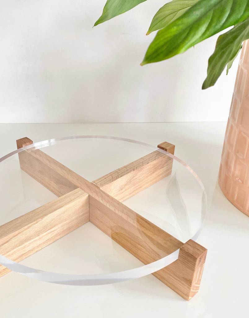 Handcrafted Solid Oak Cake Stand with an Acrylic top plate - Prop Options