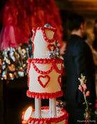 Silver Column Separator Valentines Cake
