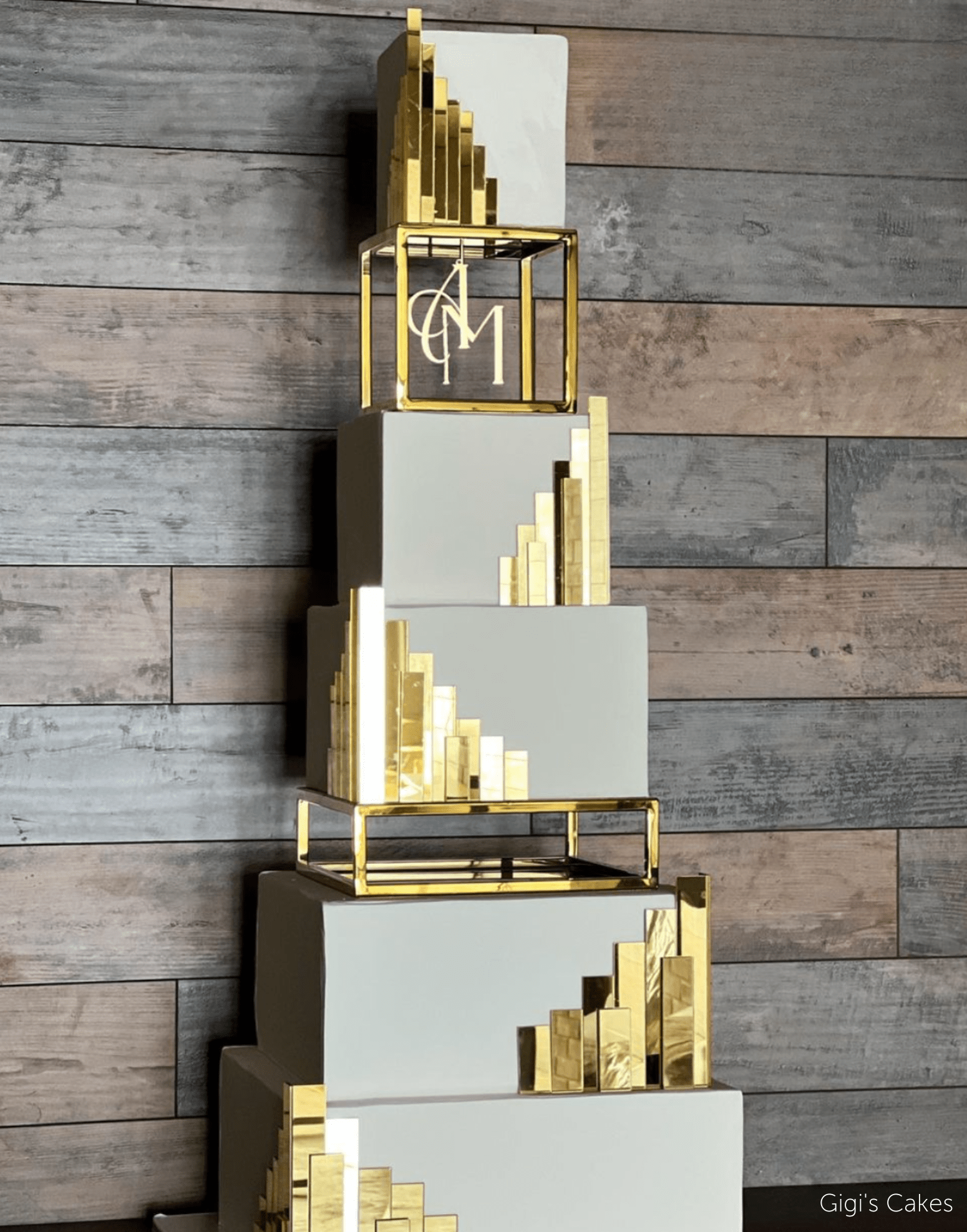 PropBundles - Set of Two - Square and Rectangle Metallic Cake Separators and Stands - Prop Options