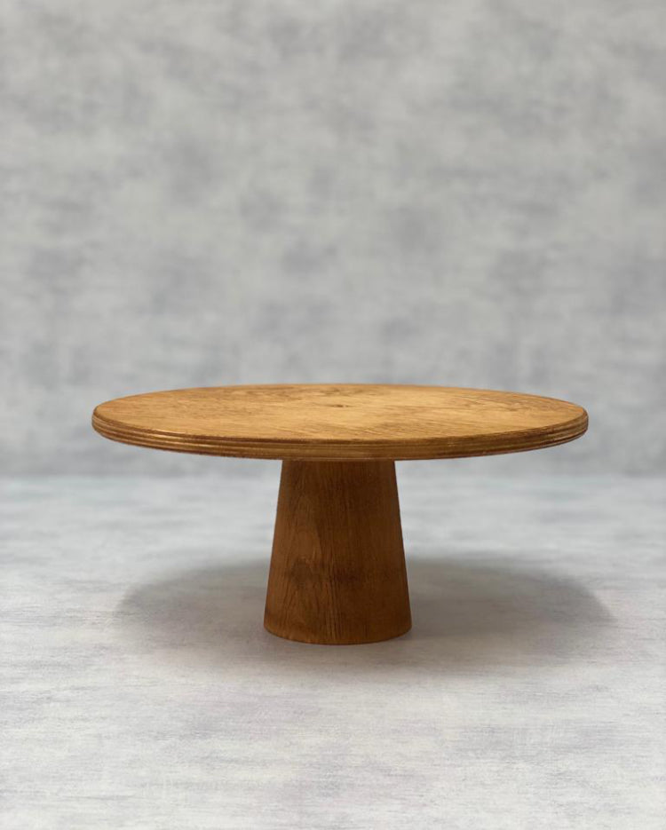 The Scandinavian Cone Birch Cake Stand standard size in a light finish- Prop Options